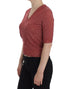Red Wool Tweed Short Sleeve Sweater Pullover