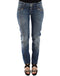 Blue Slim Jeans Denim Pants Straight Stretch