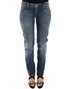 Blue Slim Jeans Denim Pants Straight Stretch