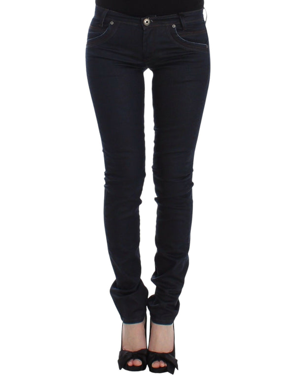 Blue Slim Jeans Denim Pants Skinny Leg Stretch