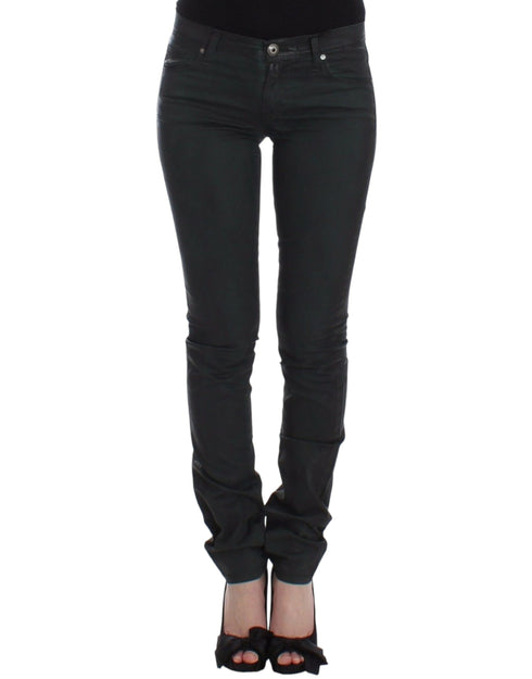 Green Slim Jeans Denim Pants Straight Leg Stretch
