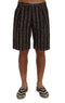 Bordeaux White Striped Hemp Casual Shorts