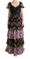 Multicolor Silk Stretch Floral Shift Long Dress