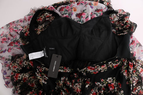 Multicolor Silk Stretch Floral Shift Long Dress