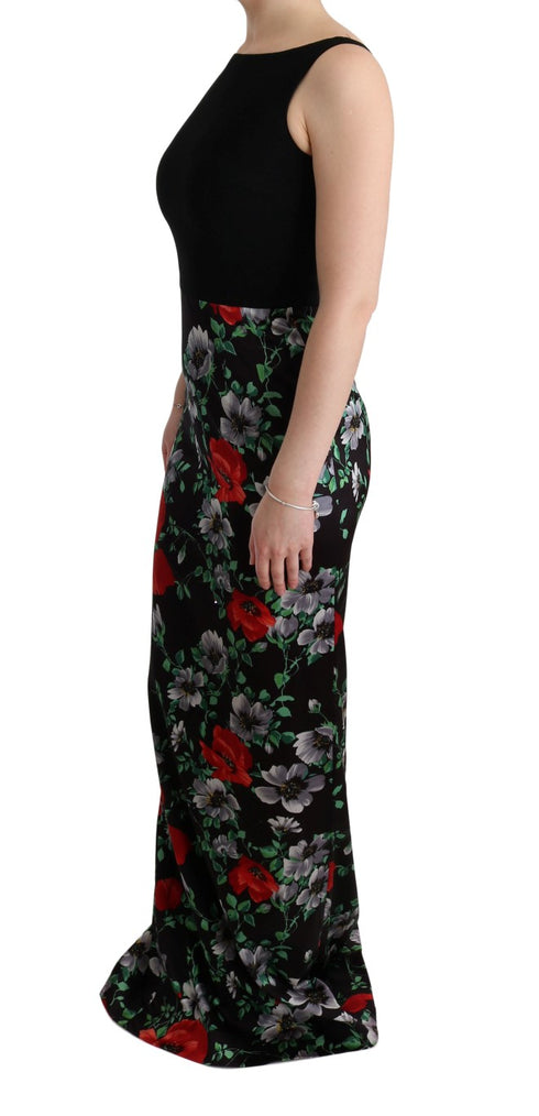 Multicolor Floral Print Stretch Sheath Long Dress