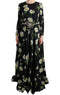 Multicolor Silk Sunflower Print Long Maxi Dress