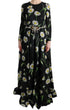 Multicolor Silk Sunflower Print Long Maxi Dress