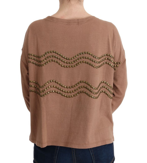 Brown Cotton Studded Sweater