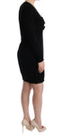Black Wool Long Sleeve Shift Dress
