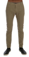 Beige Cotton Stretch Slim Fit Chinos