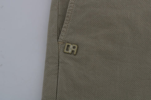 Beige Cotton Stretch Slim Fit Chinos