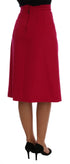 Pink Wool Knee Long A-Line Skirt