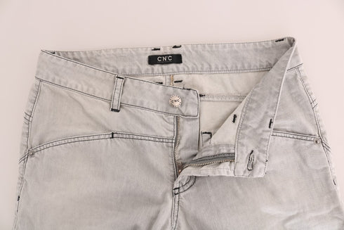 Gray Wash Cotton Slim Jeans