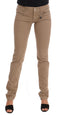 Beige Cotton Stretch Slim Fit Jeans