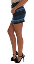 Blue Short striped Mini Denim Skirt