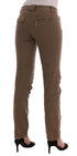 Brown Cotton Casual Slim Fit Pants