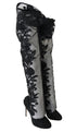 Black Floral Embroidered Socks Boots