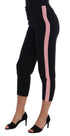 Black Stretch Pink Stripes Capri Pants
