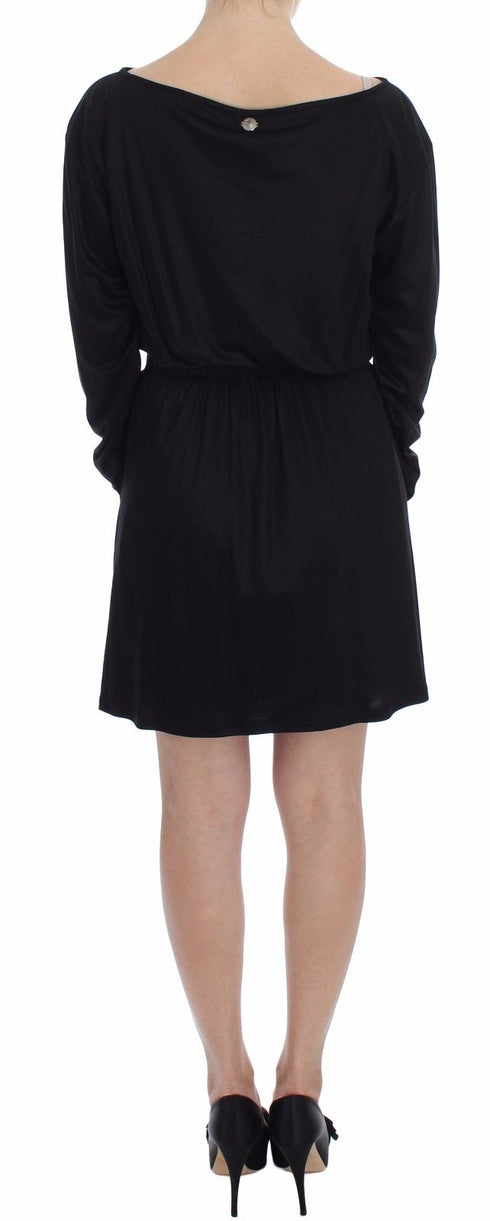Black Modal Silk Shift Knee Dress
