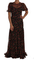 Black Floral Roses A-Line Shift Gown