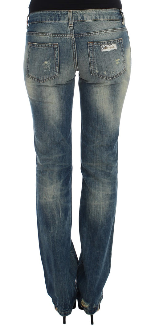 Blue Cotton Low Waist Jeans