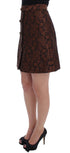 Brown Floral Brocade Mini Bubble Skirt