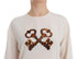 White Sequined Key Silk Blouse T-shirt Top