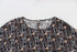 Gray Gold Key Print Silk Blouse T-shirt