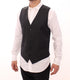 Gray Striped Wool Single Breasted Vest
