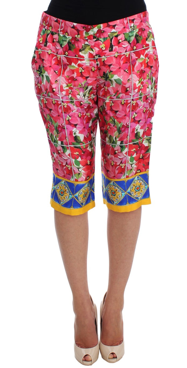 Multicolor Floral Knee Capris Shorts Pants