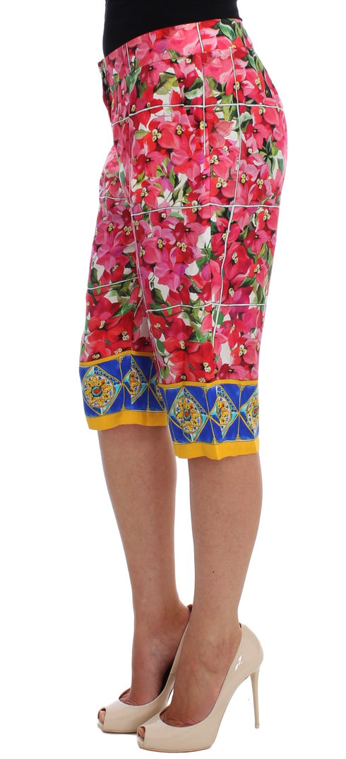 Multicolor Floral Knee Capris Shorts Pants