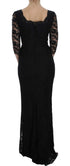 Black Floral Lace Long Ball Maxi Dress