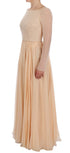 Beige Silk Ball Gown Full Length Dress