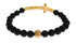 Matte Onyx Stone Gold CZ Cross 925 Silver Bracelet