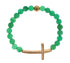 Jade Stone Gold CZ Cross 925 Silver Bracelet